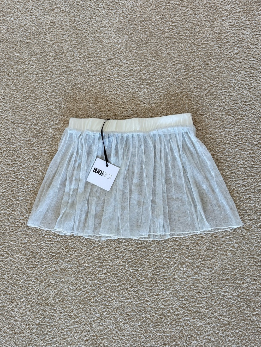 Beach Riot Coverup Mini Skirt Silver Shimmer L NWT